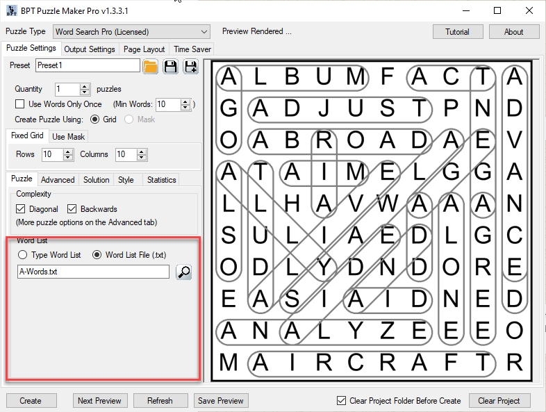 word finder puzzle generator
