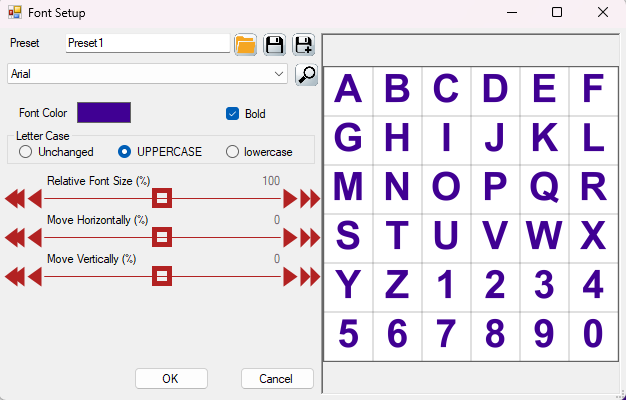 Puzzle Maker Pro - Font Setup Window